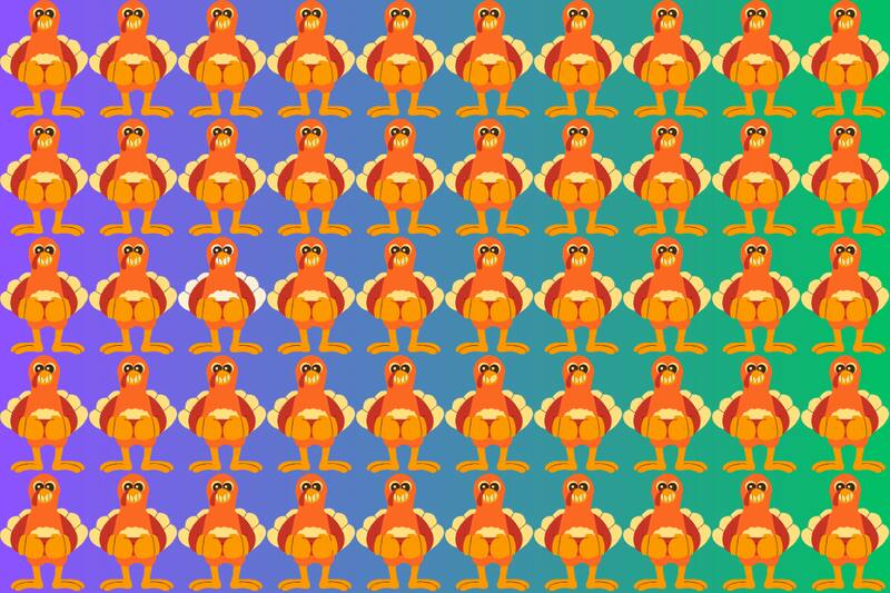 Intenta encontrar a los pavos diferentes en este acertijo.