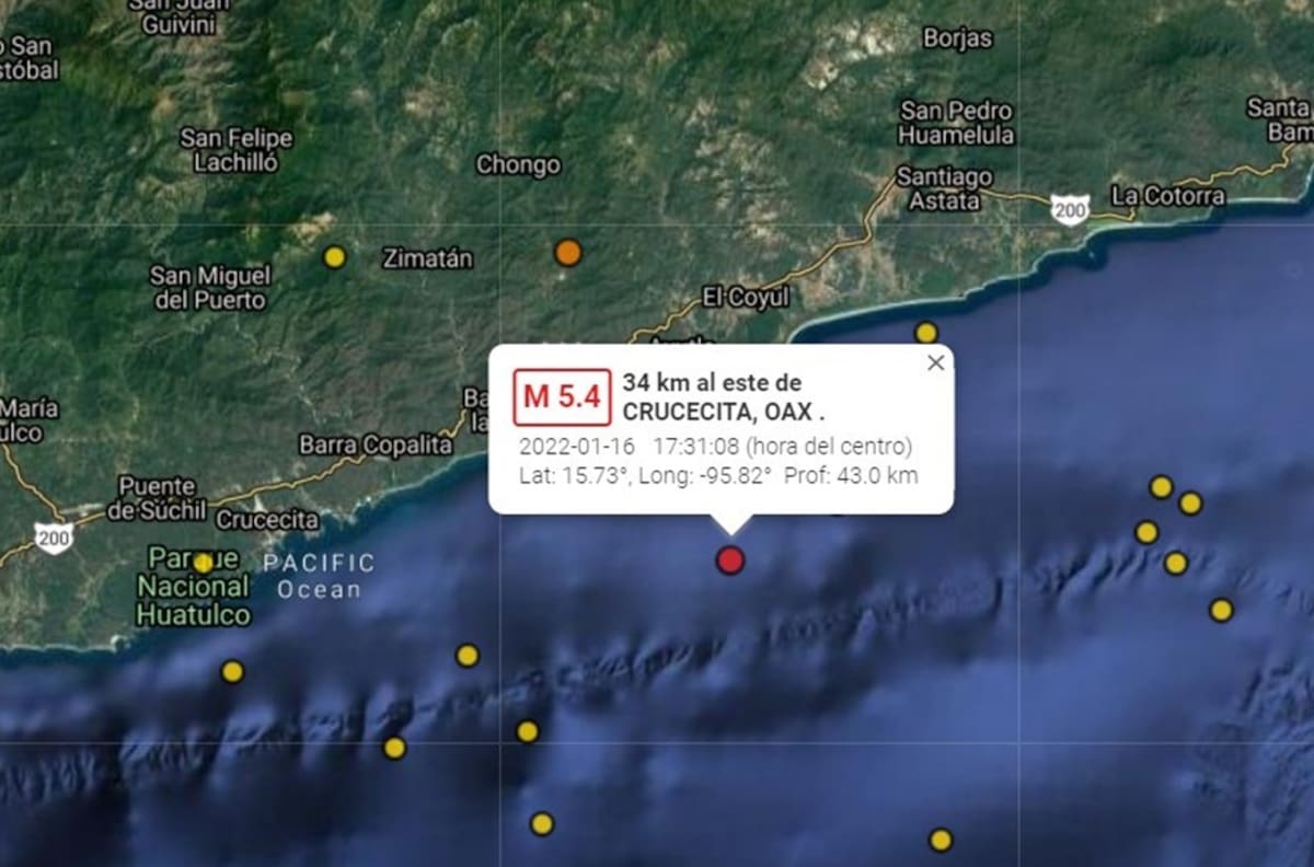 Se registra sismo de 5.4 en costas de Oaxaca; no se reportan daños