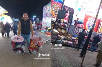 Joven se hace viral al ser estafado por el señor que vende cobijas en la feria ¡le dieron colchonetas!| VIDEO
