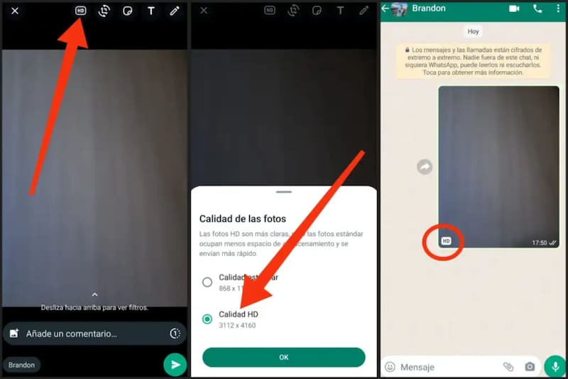 Así se pueden enviar fotos y videos en calidad HD.