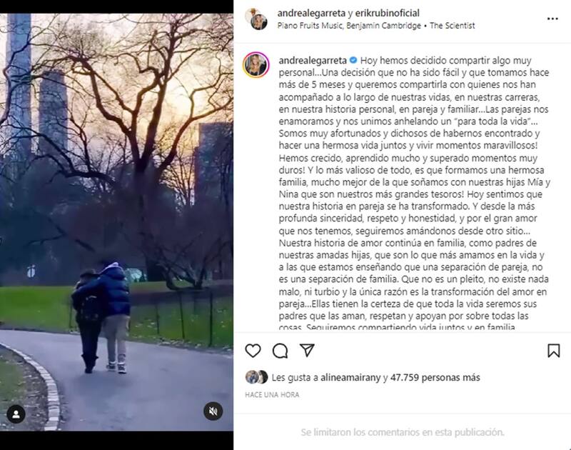 Andrea Legarreta y Erik Rubín se reparan luego de 22 años juntos