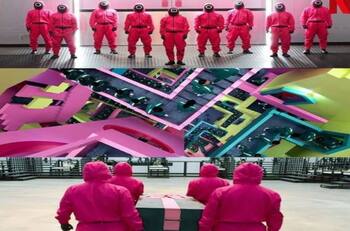 Recrean el set de El Juego del Calamar en una estación del Metro de Corea del Sur