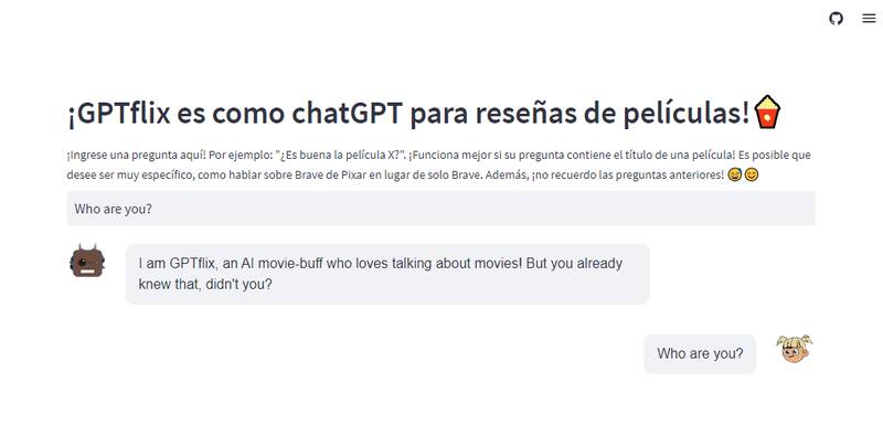 Esta es la plataforma que te recomienda series y películas. Créditos: GPTflix.
