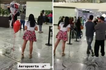 VIDEO| Joven recoge en el aeropuerto a su novio que conoció por internet y no la reconoce