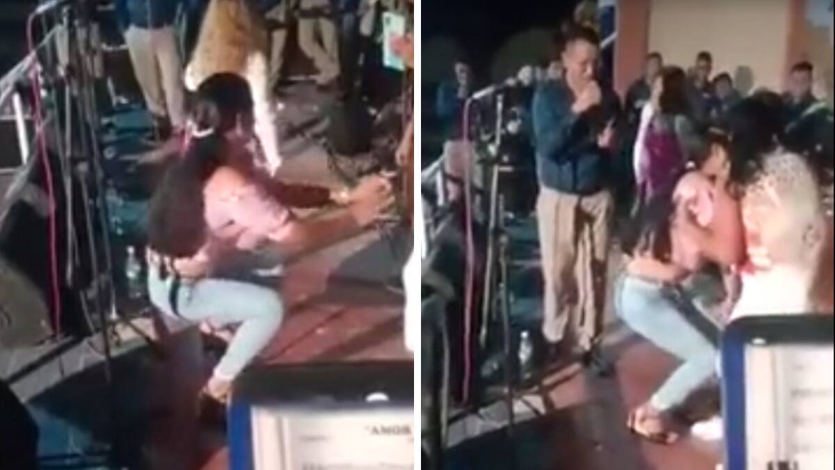 VIDEO | Mujer perrea hasta el suelo y se lastima las piernas ¡Se hizo viral!