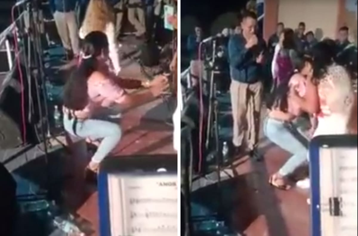 VIDEO | Mujer perrea hasta el suelo y se lastima las piernas ¡Se hizo viral!