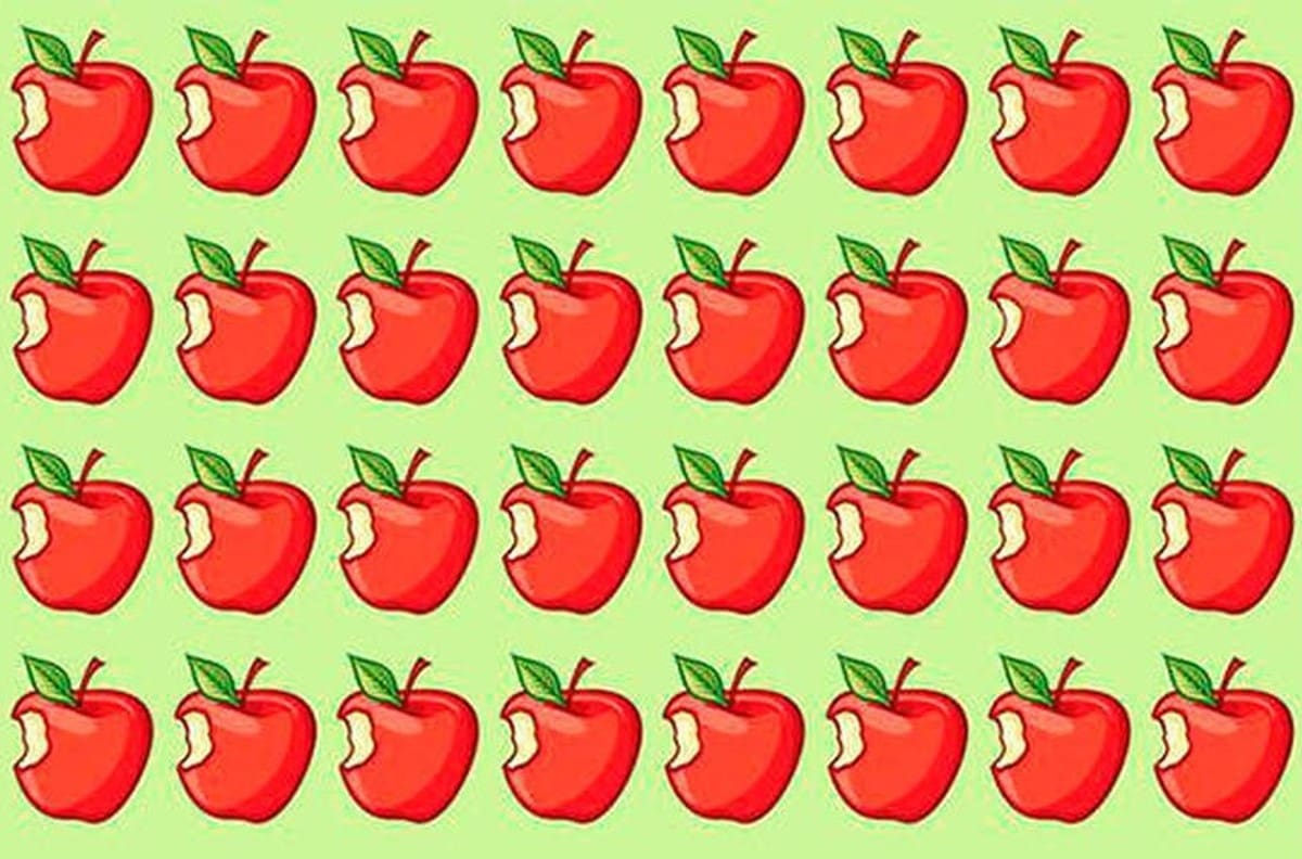 Acertijo visual: Encuentra a la manzana diferente en 5 segundos