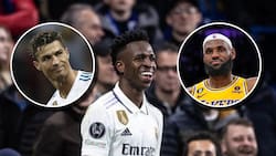 Vinícius presume un impresionante mural de Cristiano Ronaldo y LeBron James en el gimnasio de su casa