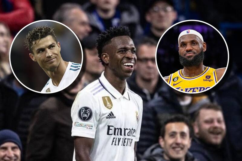 El brasileño pintó una muralla completa con las figuras de CR7 y LeBron James