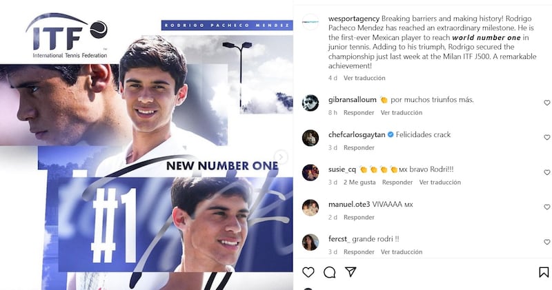 Rodrigo Pacheco es la nueva cara del tenis mexicano. (Instagram)