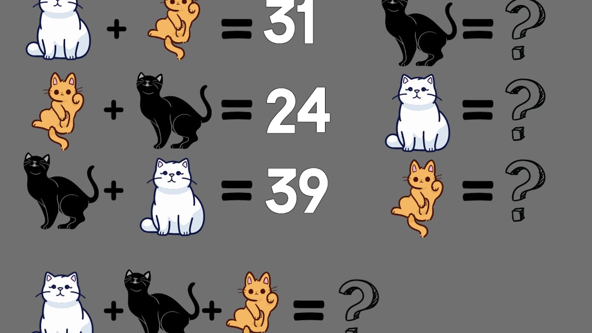 En este test visual hay que intentar descifrar el valor de cada gato y luego la suma de los tres.