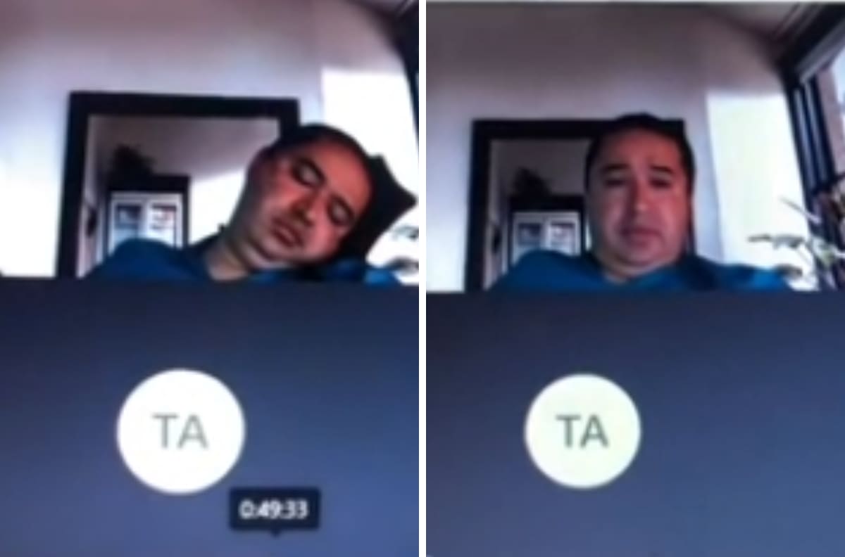VIDEO| Profesor se duerme en medio de exposición ¡Pobrecito!