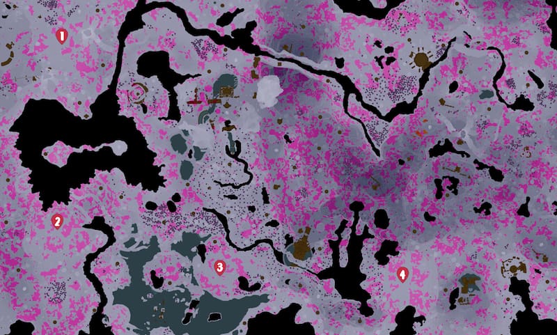 Mapa ubicaciones Anuronte, Anuronte Oscuro y Anuronte Albo.