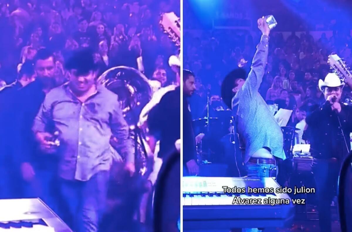 A Julión Álvarez se le pasaron las copas en pleno concierto y casi se cae
