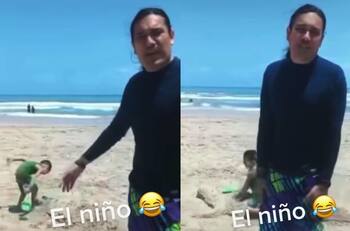 Niño se vuelve viral por destruir un cocodrilo de arena hecho por un artista en la playa