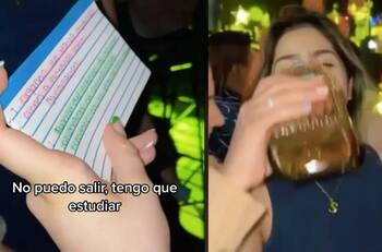 VIDEO| Joven estudia en pleno bar con sus amigas y se hace viral