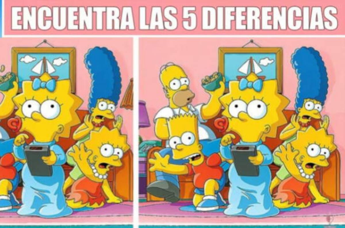 Acertijo visual: Encuentra las 5 diferencias en la imagen de los Simpson
