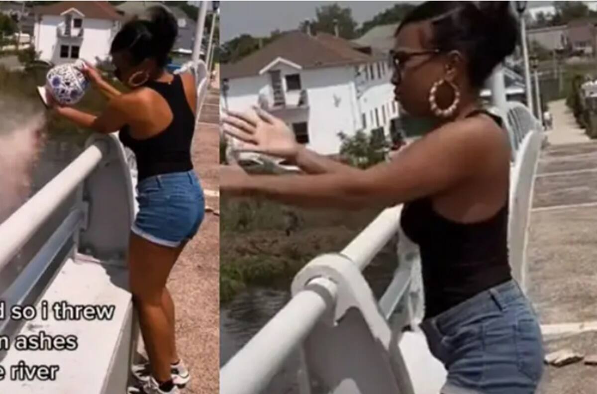 VIDEO | ¿Dulce venganza? Mujer tiró al río las cenizas de su suegra porque su novio la engañó