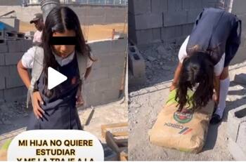 VIDEO | Albañil lleva a la obra a su hija que dejó la escuela para vivir de hacer tiktoks