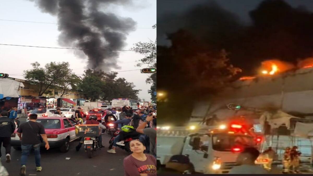 Así se ve el incendio de una bodega de tenis ubicada en Tepito | VIDEOS