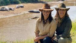 Entre jirafas, Monserrat Oliver disfruta de unas vacaciones en África con su hermana