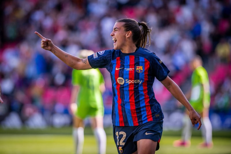 La mediocampista de Barcelona Patri Guijarro celebra uno de sus goles en la final de la Champions League Femenina.
