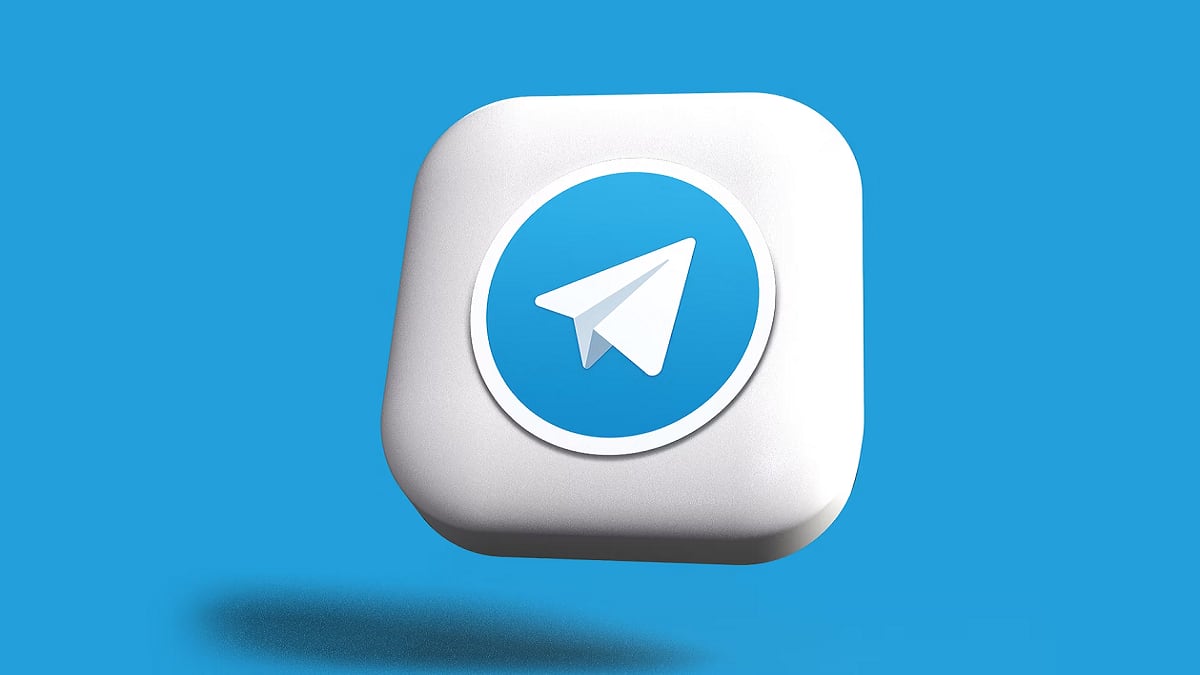 Logo de Telegram sobre un fondo celeste.