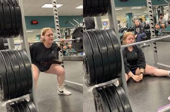 VIDEO | Joven se hace viral por su reacción al no poder cargar peso en el gimnasio