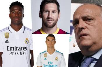 ¡Fail! Presidente de La Liga defiende a Vinicius recordando insultos contra Messi y Cristiano