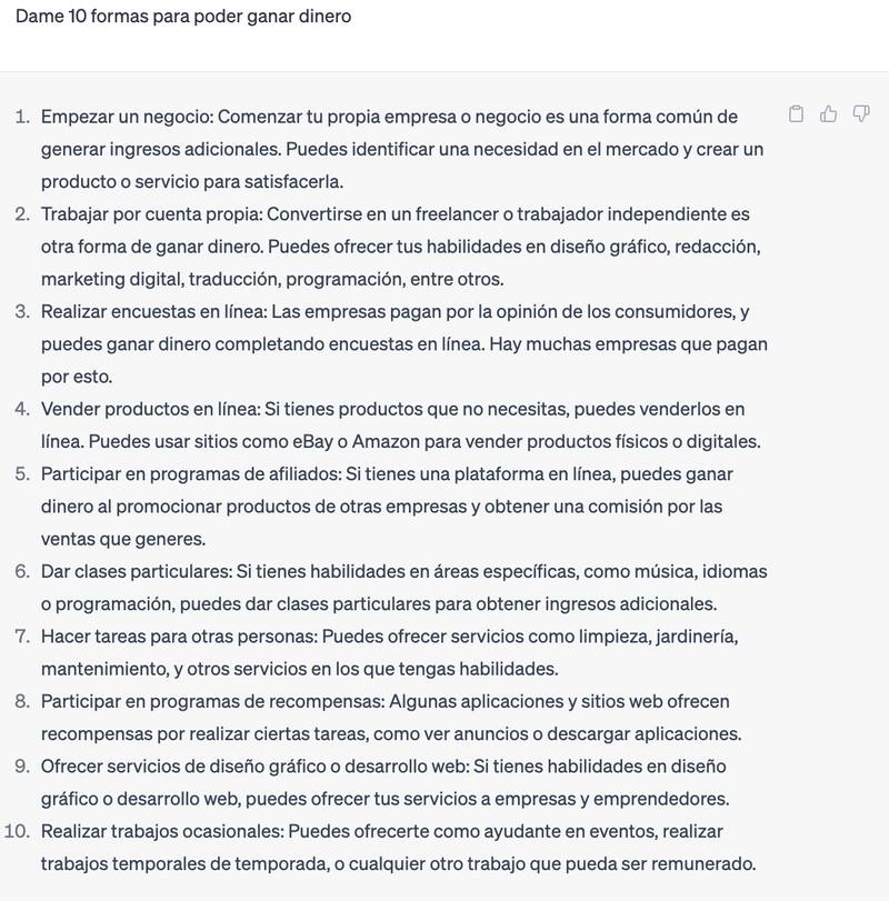 Esta fue la respuesta que nos entregó Chat GPT.