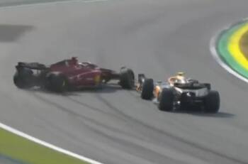 VIDEO | Lando Norris mandó a Charles Leclerc contra el muro en el GP de Brasil