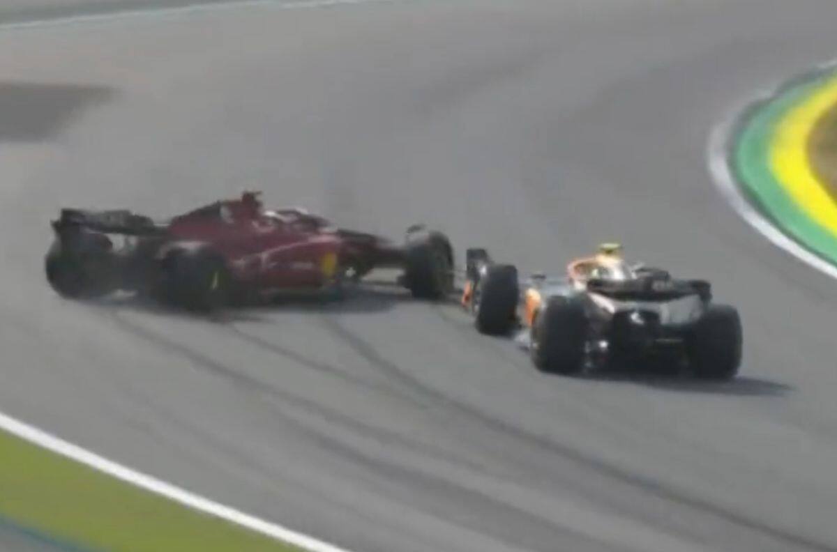 VIDEO | Lando Norris mandó a Charles Leclerc contra el muro en el GP de Brasil