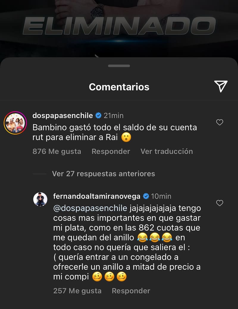 El Bambino se tomó con humor las bromas en redes sociales tras la eliminación de Raimundo Cerda de "Gran Hermano" Chile.