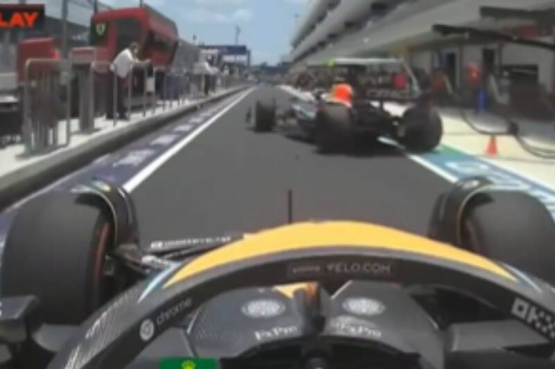 Afortunadamente, no hubo contacto entre Checo Pérez y Oscar Piastri. (Captura de video)