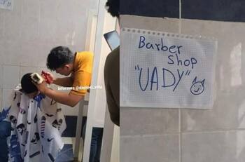 Estudiante de preparatoria monta una barbería en los baños de la escuela y se hace viral