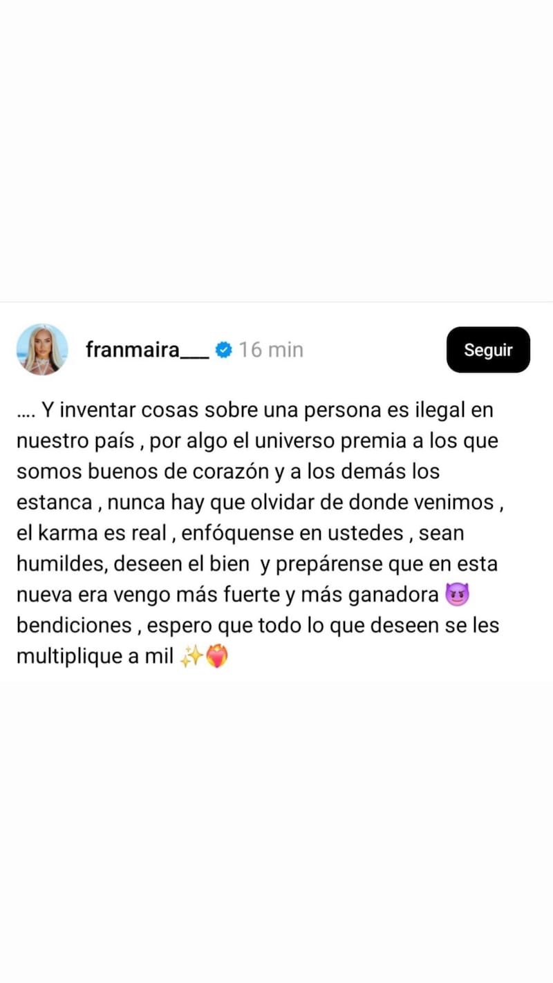 Esta es la segunda parte del mensaje de Fran Maia.