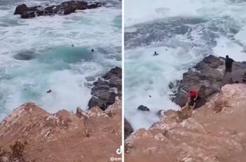 Personas ignoran letrero de advertencia en playa de Baja California y las consecuencias fueron grabadas