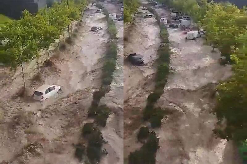 La corriente arrastró autos en varias zonas. Créditos: @mundoeconflicto
