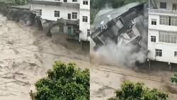 VIDEO | Edificio colapsa por inundaciones en China