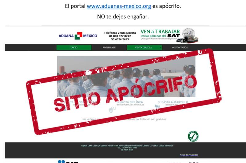 El Sat cuenta con dos sitios web oficiales, los demás son apócrifos.