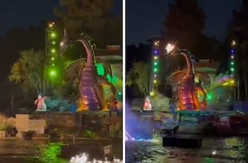 VIDEO| Dragón mecánico se incendia en Disneyland y sorprende a los asistentes