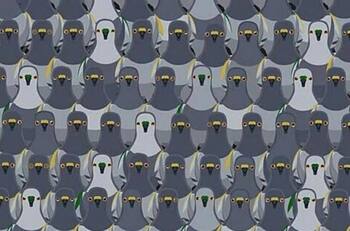 Acertijo visual: ¿En dónde está el gato que se esconde entre las palomas?