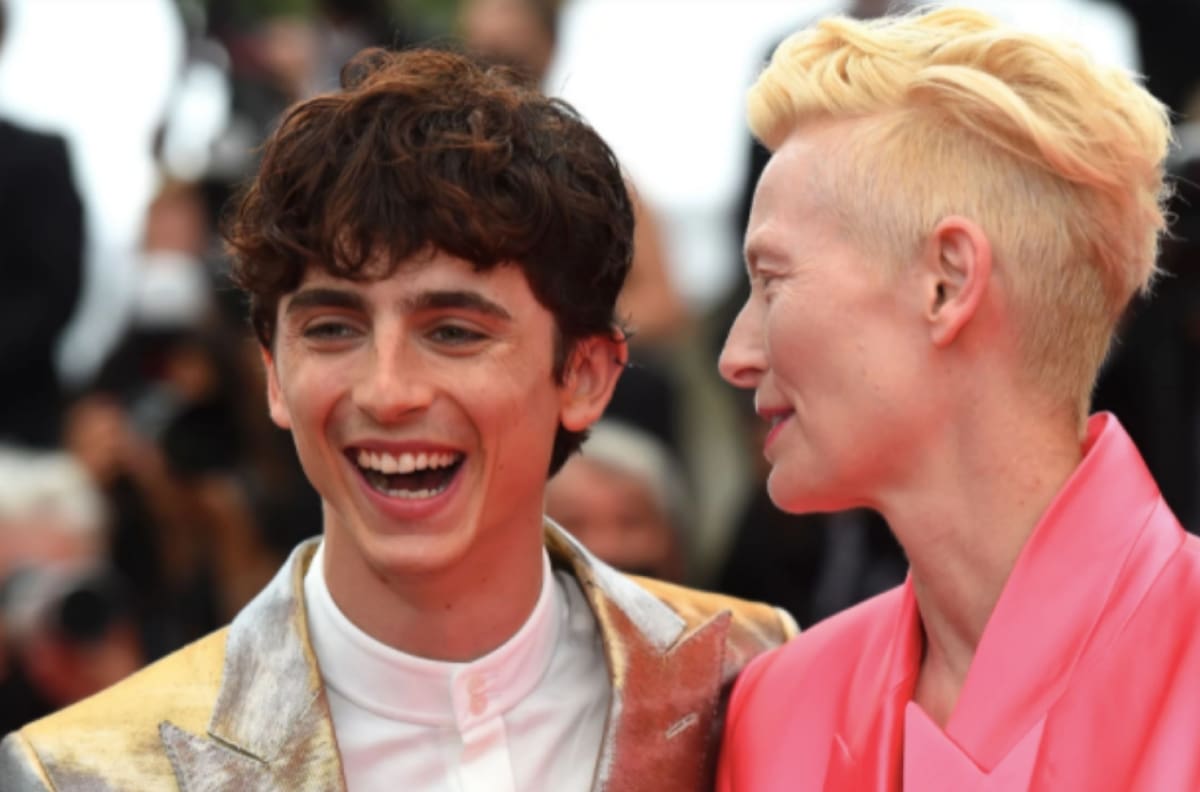 La foto de Tilda Swinton y Timothée Chalamet en Cannes que está rompiendo el internet