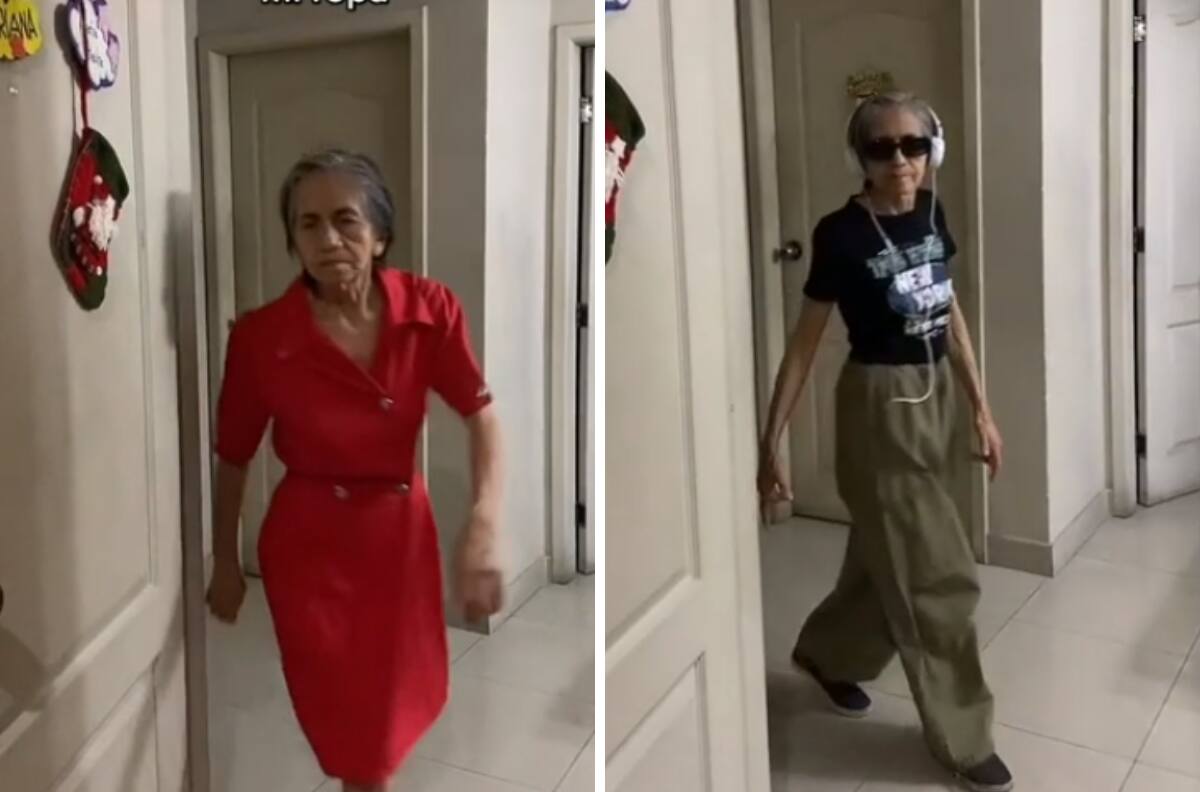 Joven viste a su abuelita con su ropa y se vuelve viral| VIDEO