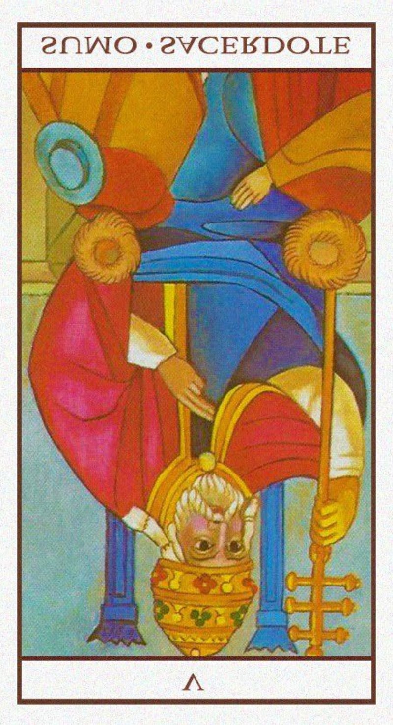 El Sumo Sacerdote carta invertida del Tarot de Marsella