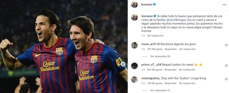 Lionel Messi mantiene una buena amistad con Cesc Fábregas. (Captura de pantalla)