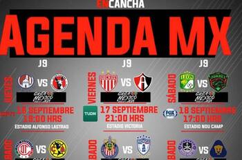Fechas y horarios de la jornada-9 del Apertura 2021 de Liga MX