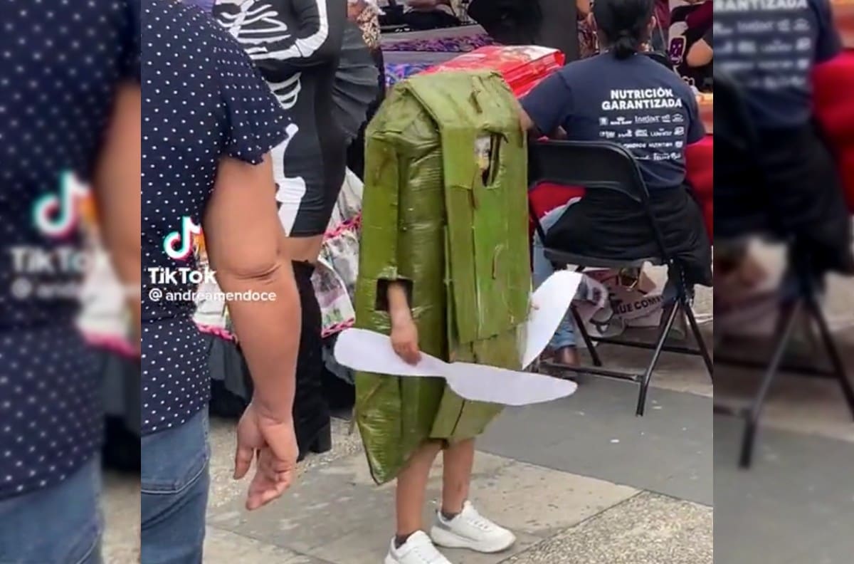 Niño se disfraza de tamal oaxaqueño para Día de Muertos y se vuelve viral