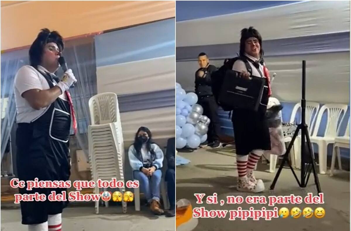 VIDEO | Payaso se da cuenta que no era la fiesta a mitad de su show