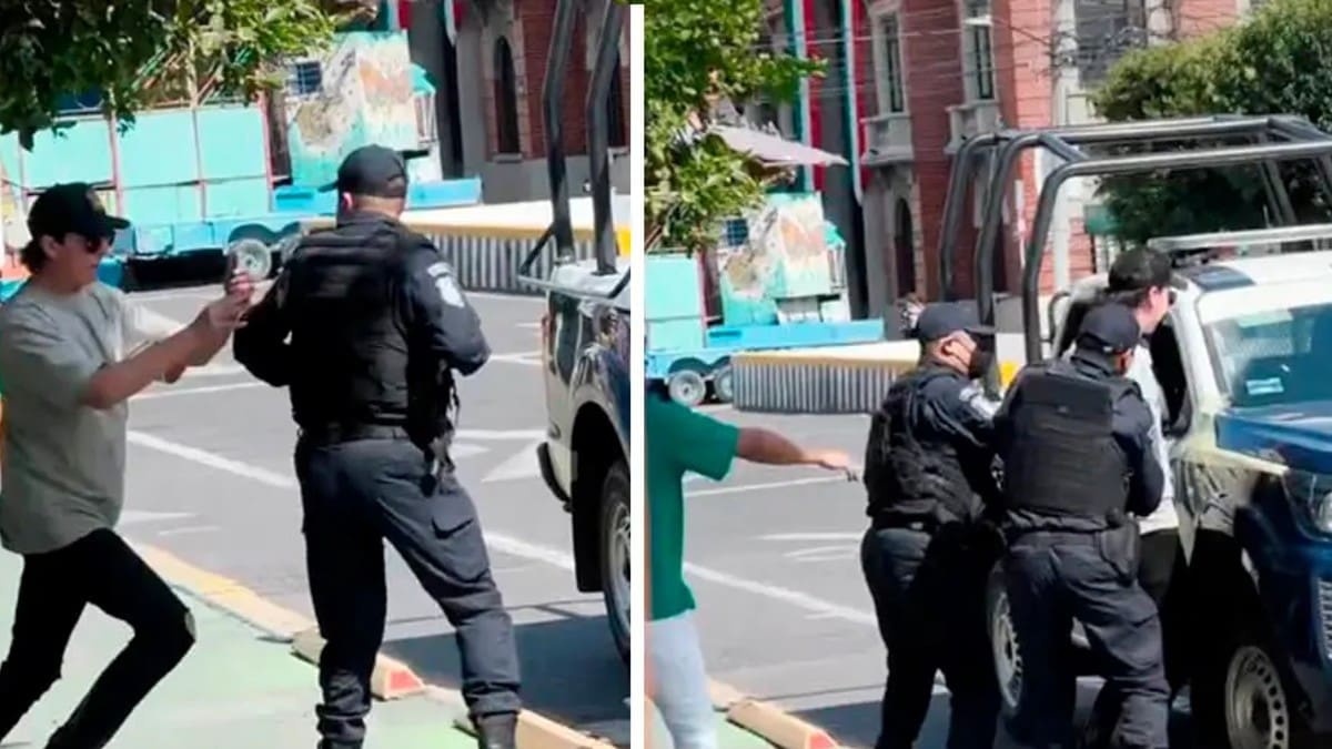 VIDEO | "Es de chill" Tiktoker empuja a policías y se lo llevan preso